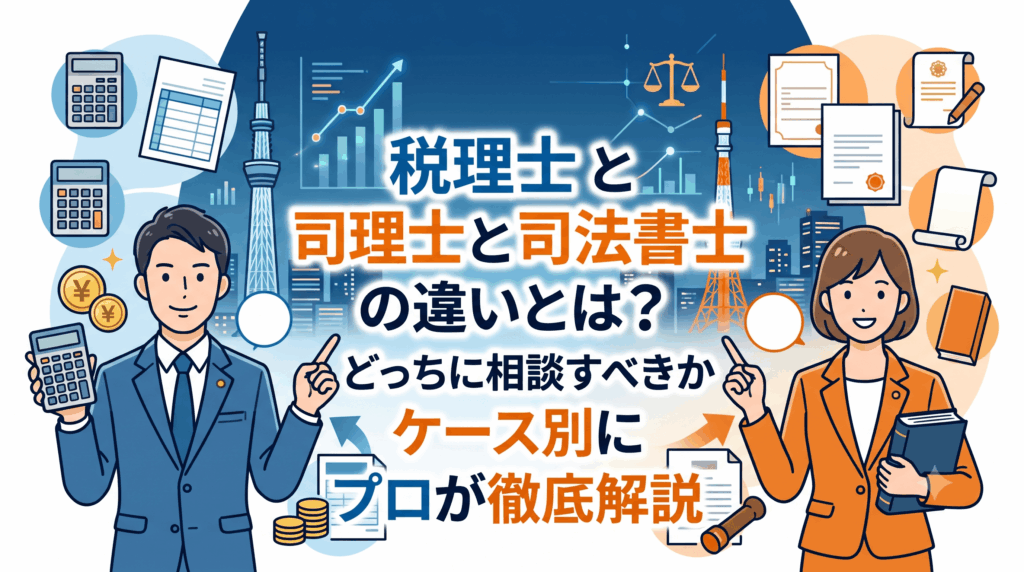 【東京】税理士と司法書士の違いとは？どっちに相談すべきかケース別にプロが徹底解説